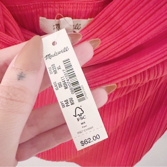 Madewell Ribbed Off-the-Shoulder Top Red Draped Sleeveless Tank NWT - Picture 4 of 7